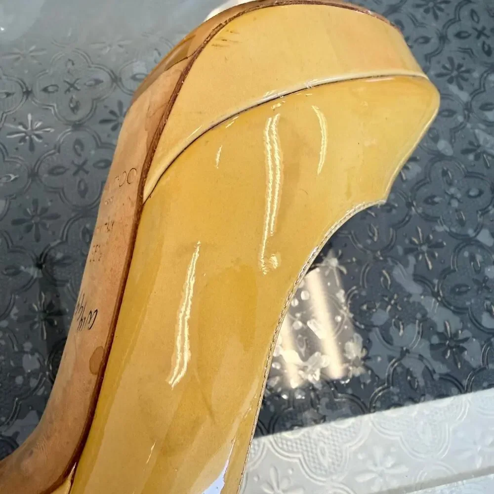 Jimmy Choo Yellow Patent Leather Pumps Sz 36.5 US 6
